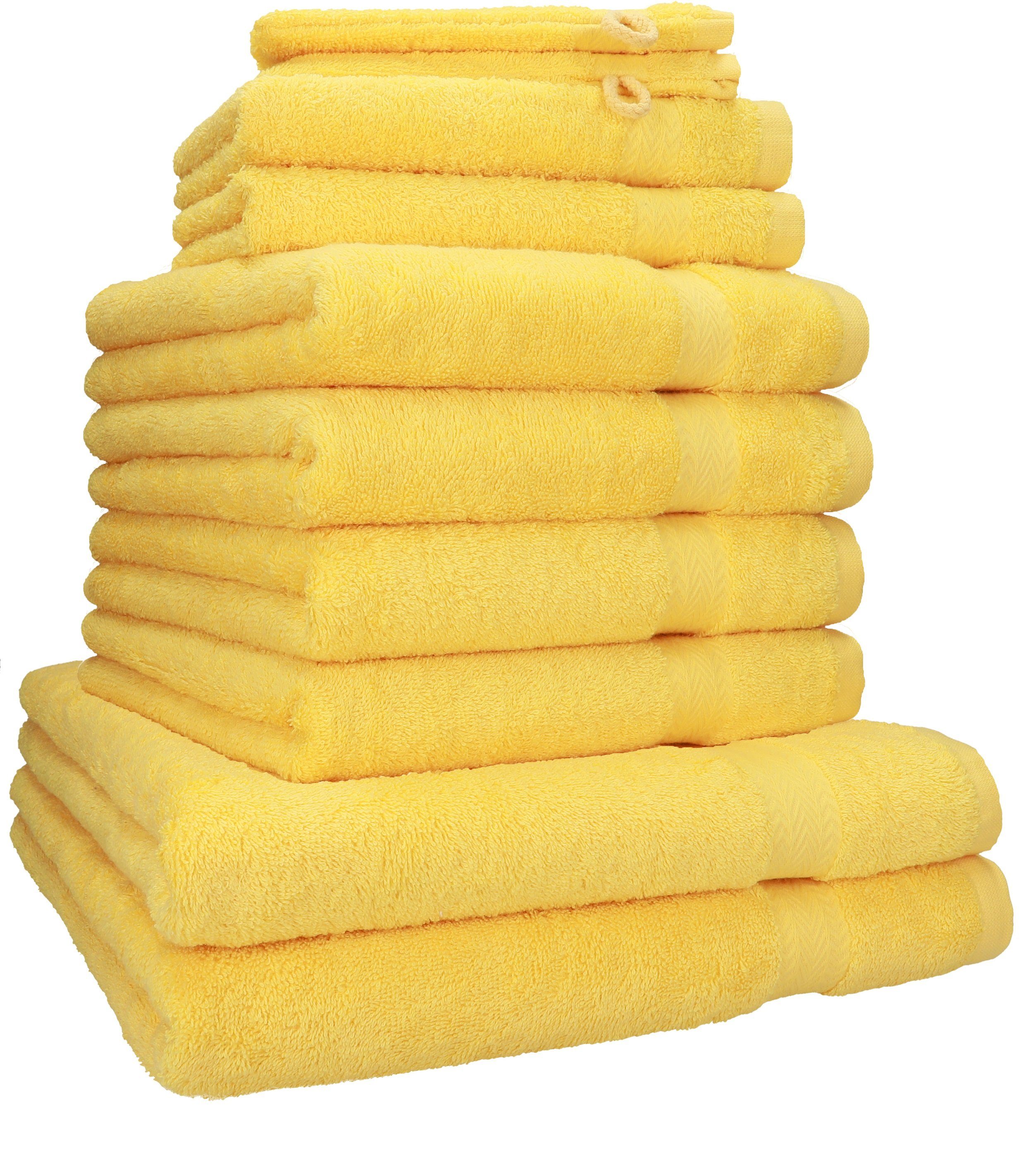 Betz Handtuch Set 10-tlg. Handtuch-Set PREMIUM 100% Baumwolle, 100% Baumwolle, (10-tlg) gelb