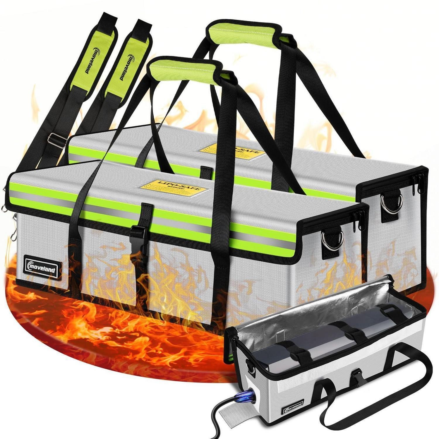 LuxusKollektion Fahrradtasche Ebike Akku Tasche Feuerfest Explosionsschutz 41 x 13 x 13 cm (2 PCS)