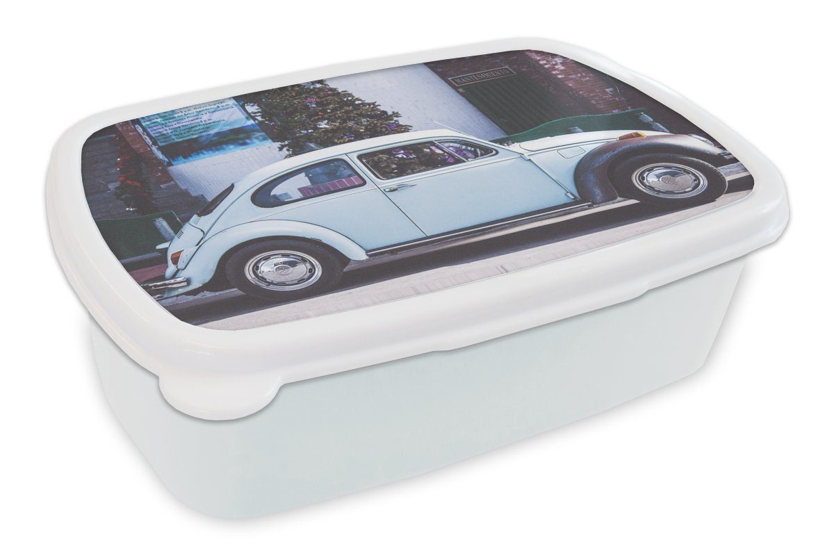 Weiß, Lunchbox Jungs Kunststoff, (2-tlg), Auto Erwachsene, und Mädchen für - für Brotdose, MuchoWow Kinder Oldtimer Brotbox - und
