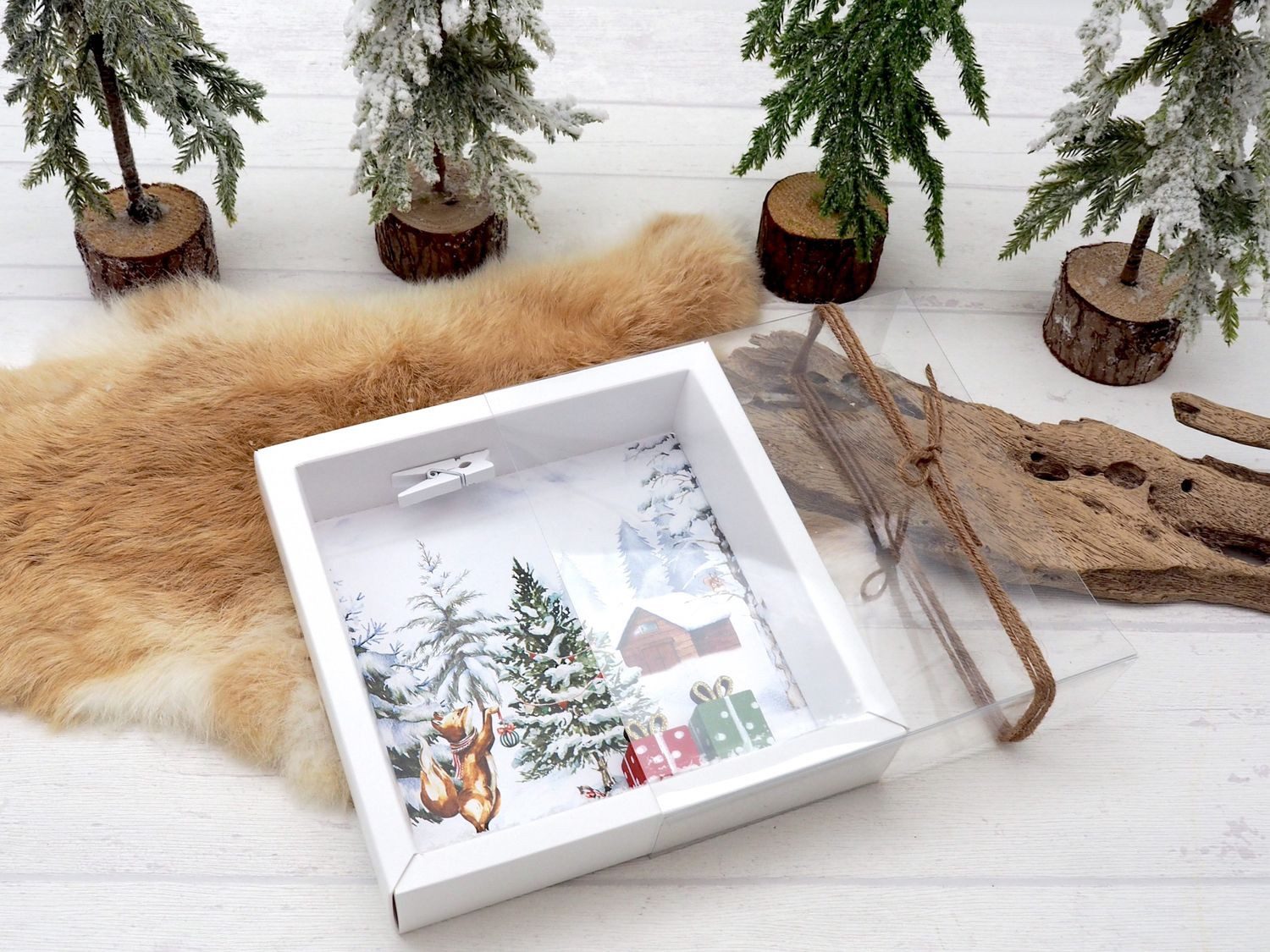 ZauberDeko Geschenkbox Geldgeschenk Verpackung Weihnachten Pakete Wald Fuchs Geschenk – Bild 4 von 5