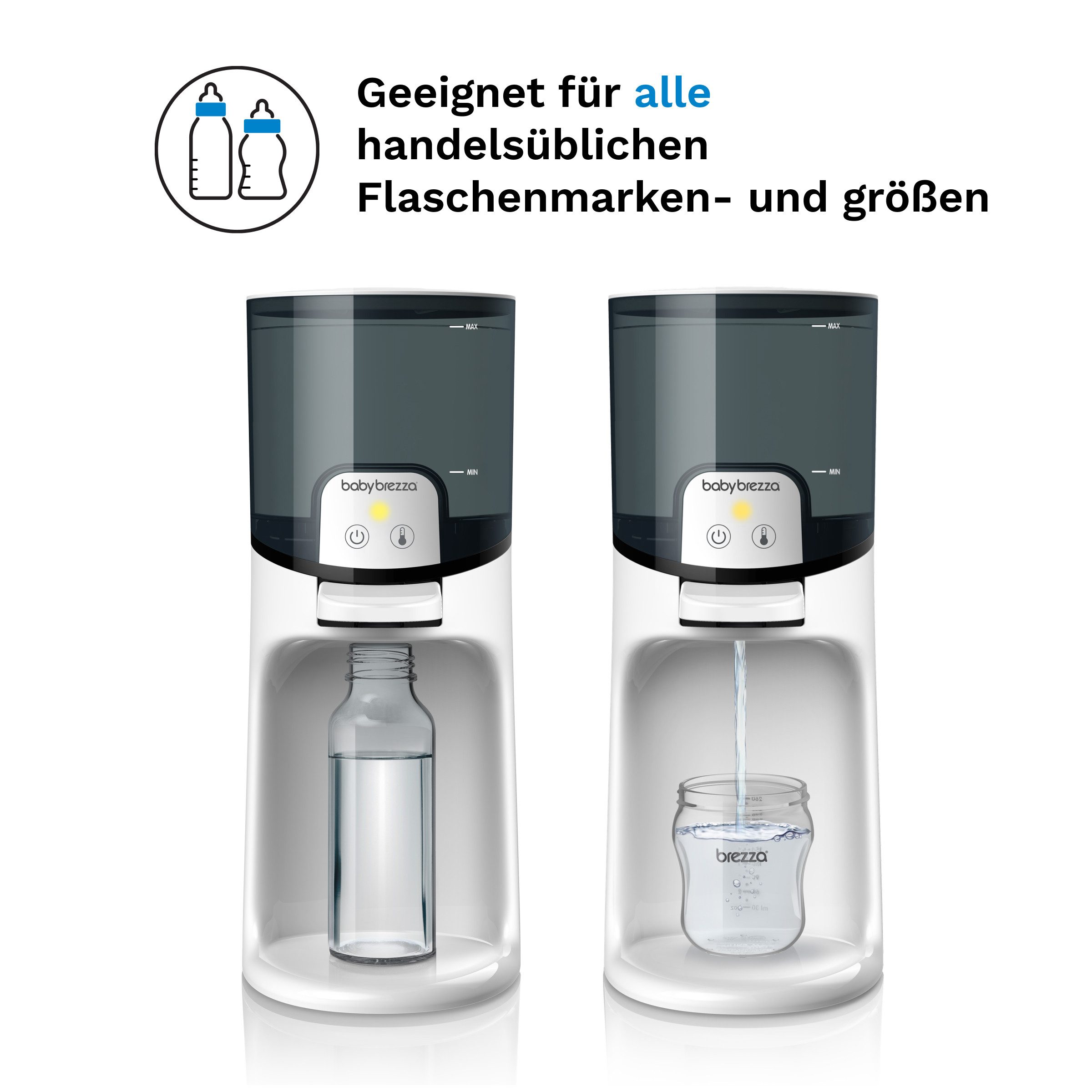 Baby Brezza Babyflaschenwärmer Wasserwärmer für Babynahrung mit 3 Temperaturstufen & Schnellfunktion, Sofort warmes Wasser mit 3 Temperaturstufen – ideal für Fläschchen
