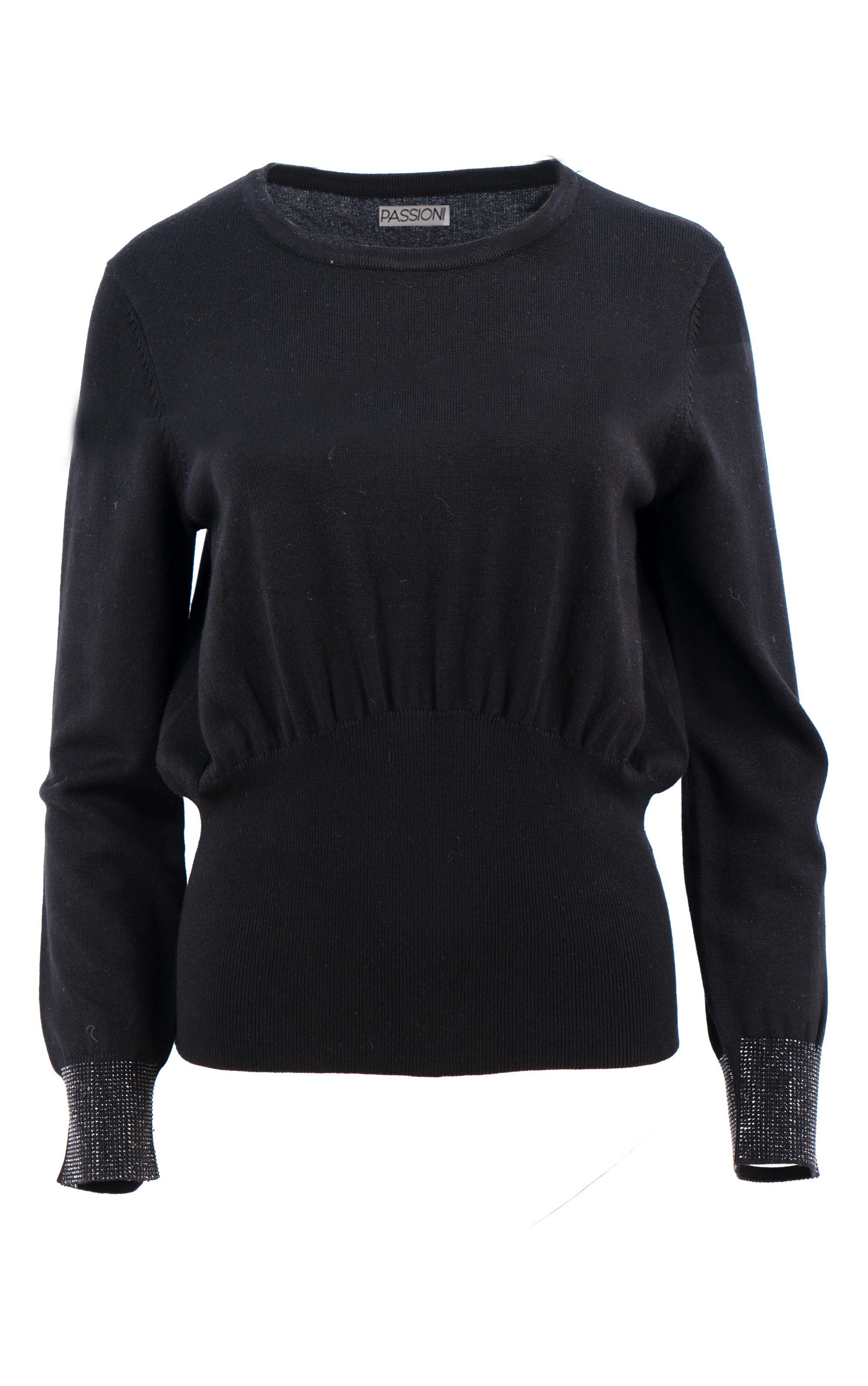 Strickpullover mit breitem Bund und Strassdetail