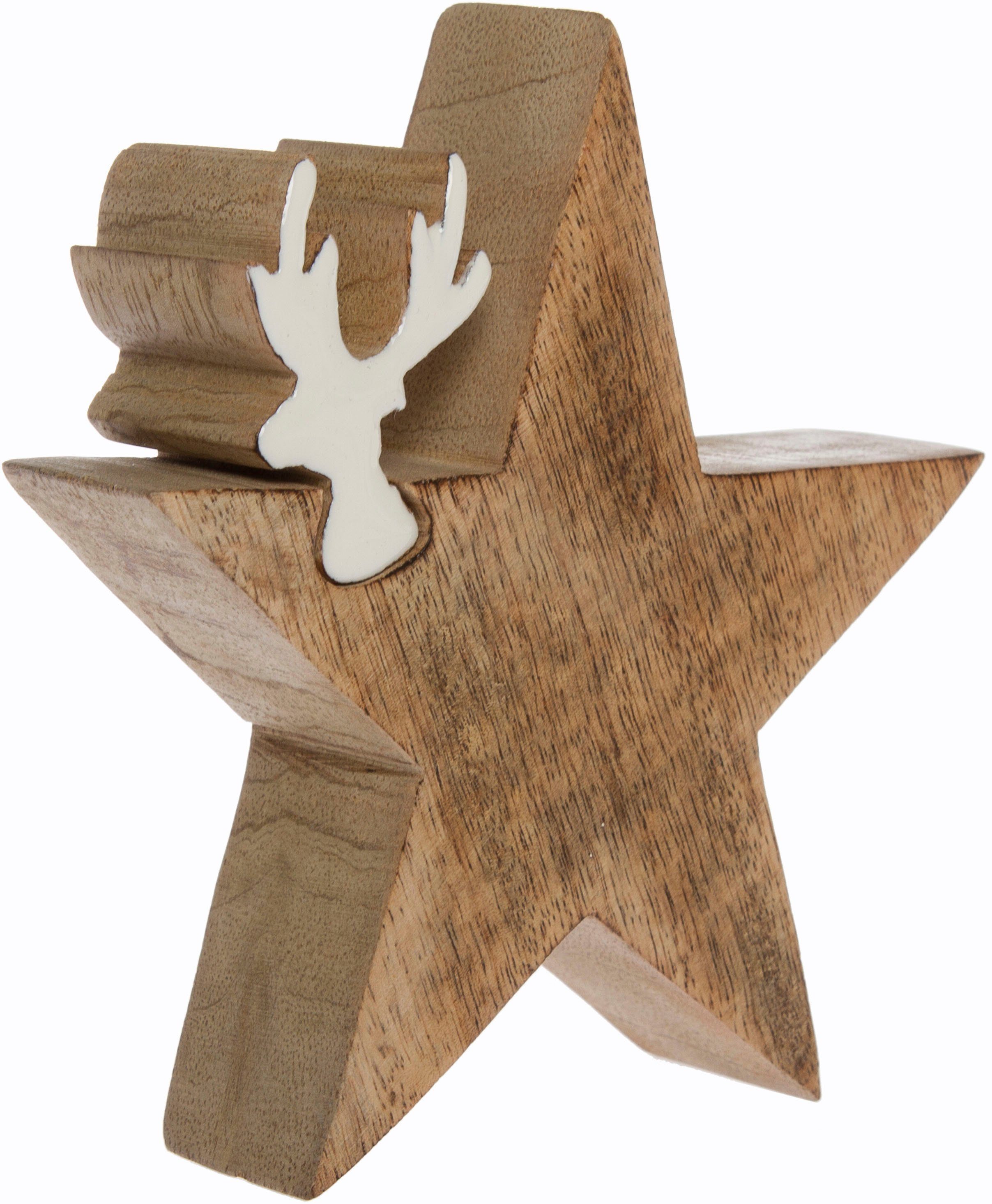 Myflair Möbel & Accessoires Deko ca. Holz, kleinem Star, cm Rentierkopf, 2 Puzzle Höhe aus mit Weihnachtsdeko 15 Weihnachtsstern, St., Dekostern Stern