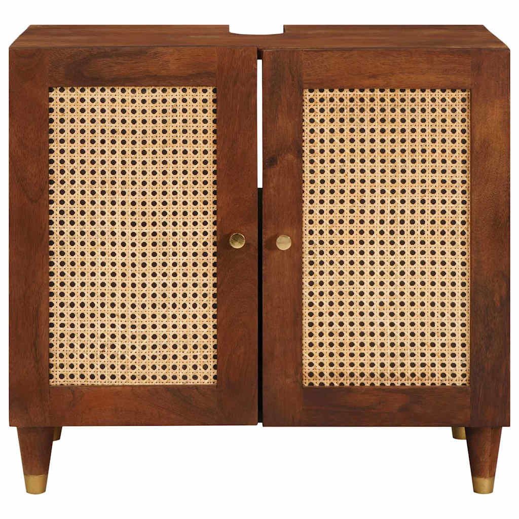 vidaXL Badezimmerspiegelschrank Waschbeckenunterschrank Braun 62 x 33 x 58 cm Holzwerkstoff (1-St) – Bild 4 von 5