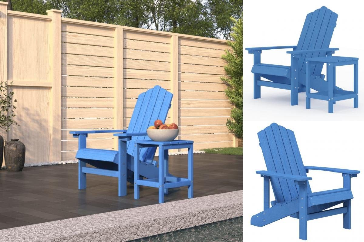 Aquamarin Tisch Gartenstuhl vidaXL mit HDPE Adirondack-Gartenstuhl