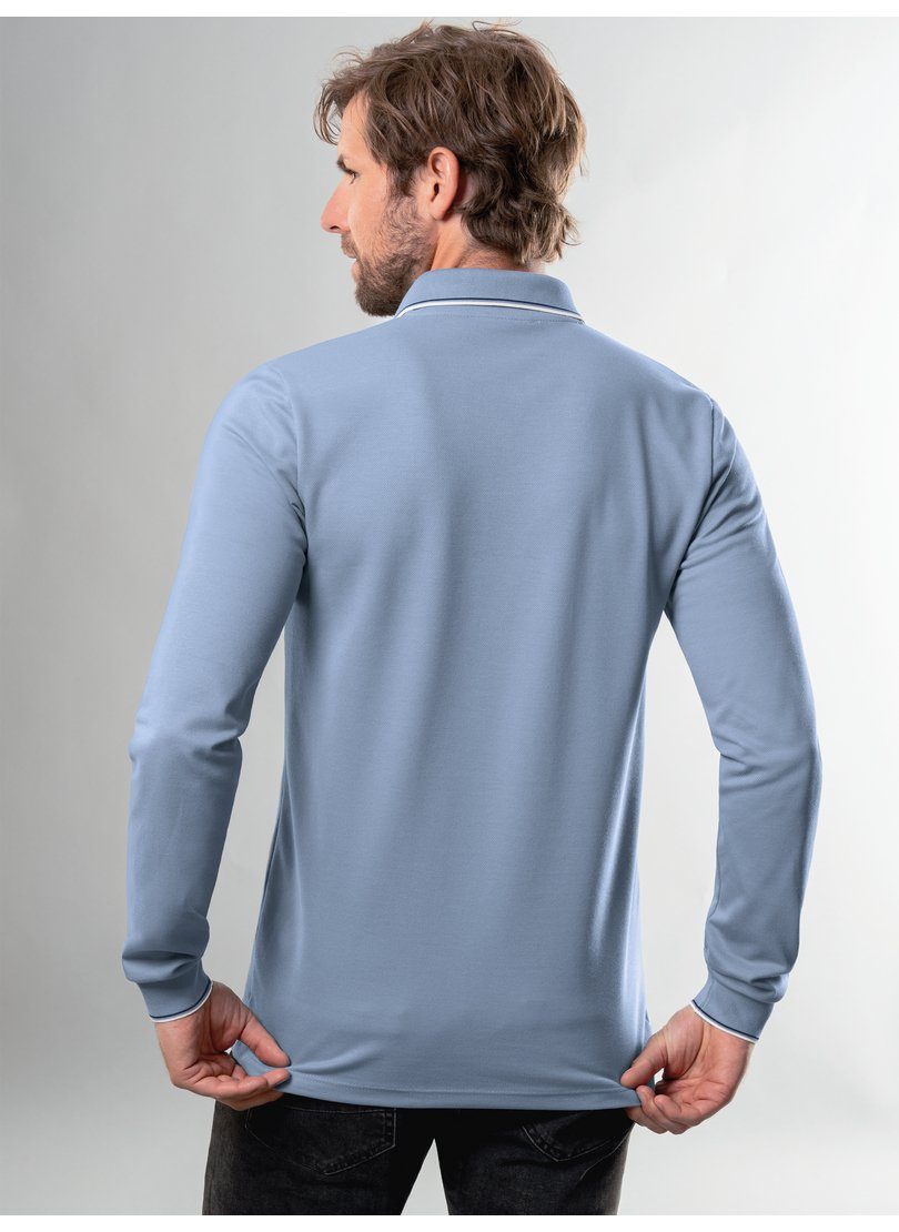 pearl-blue Poloshirt TRIGEMA Modisches mit Poloshirt langen Armen Trigema