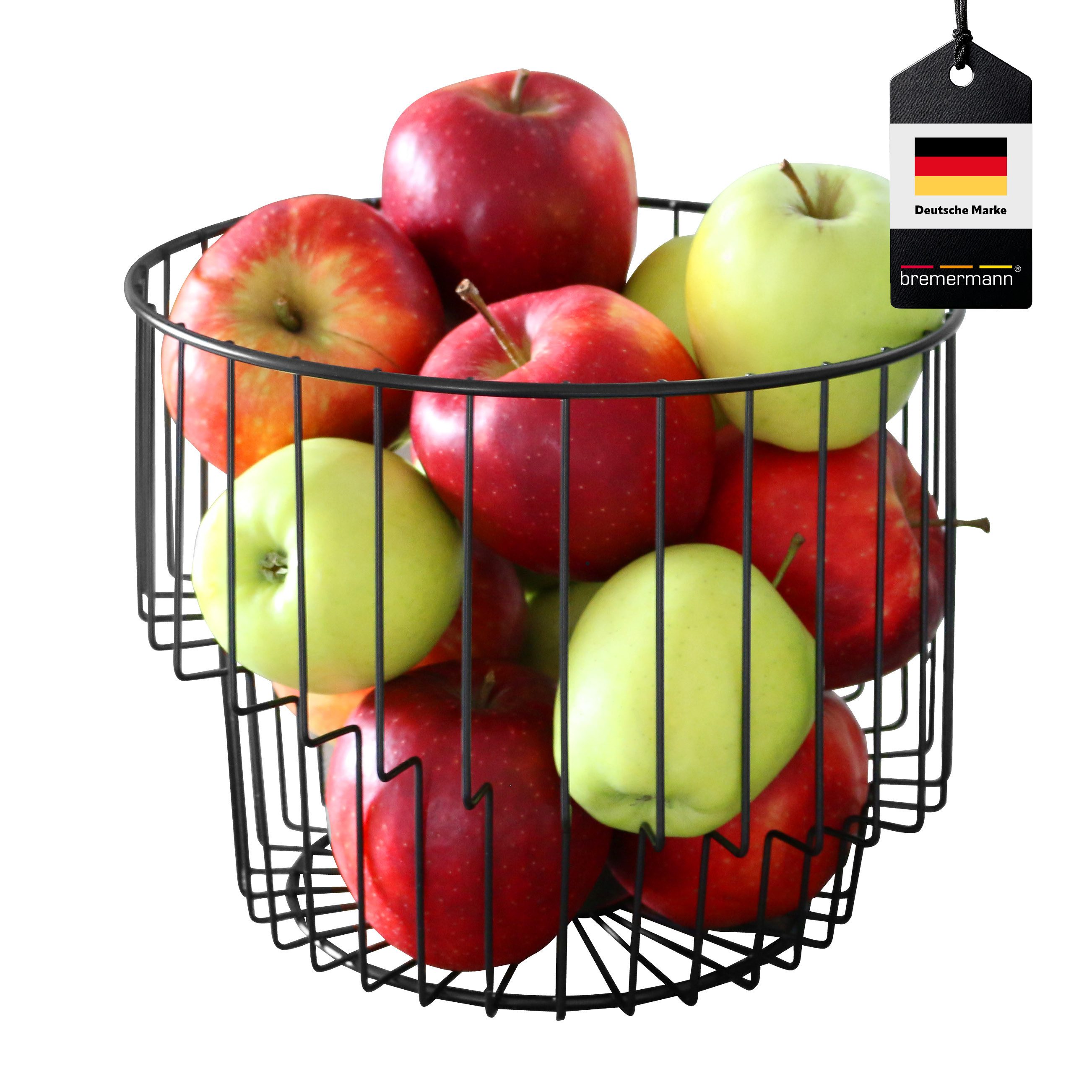 bremermann Obstschale Obstkorb, Drahtkorb, rund, Ø ca. 24 x 19 H cm, schwarz matt
