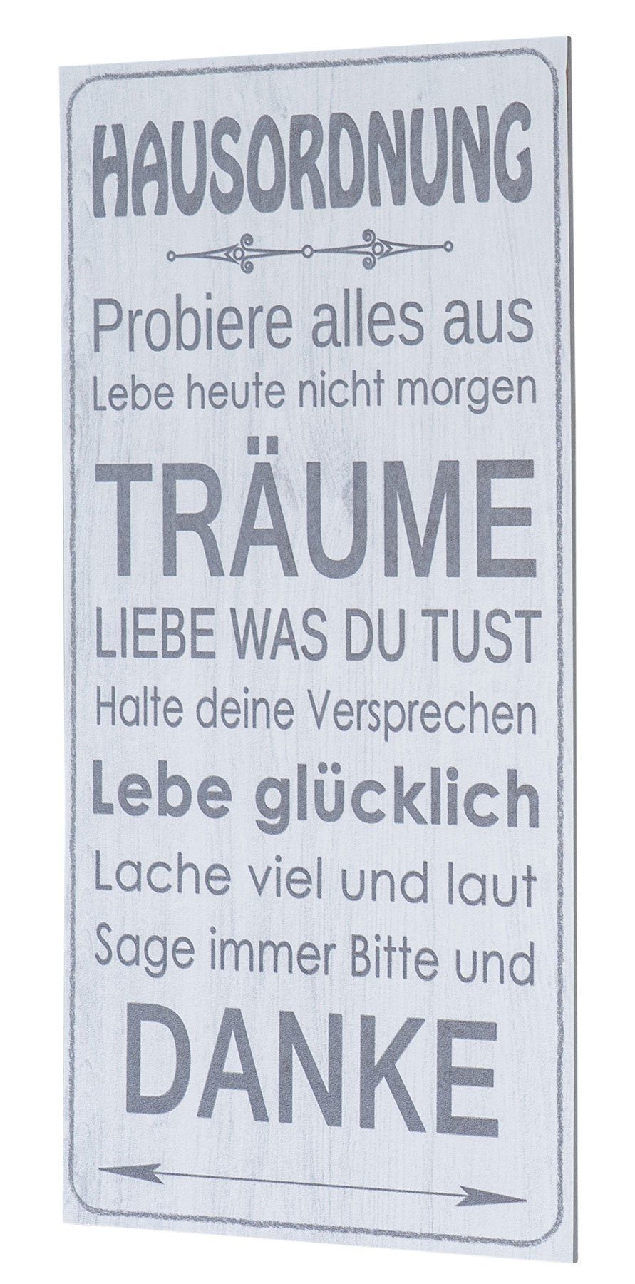 Levandeo® Wandbild, Wandbild 20x40cm Hausordnung Spruch günstig online kaufen
