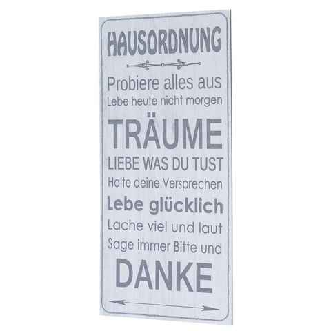 Levandeo® Wandbild, Wandbild 20x40cm Hausordnung Spruch Wandschild Danke Träume Wanddeko