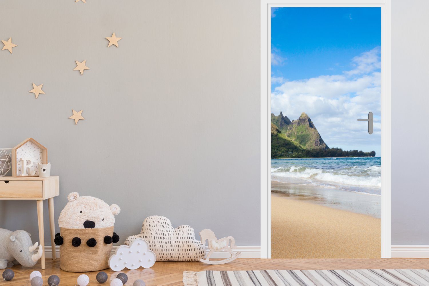 MuchoWow Türtapete Strand cm Fototapete Hawaii, Tür, (1 75x205 - Matt, - St), für Tropisch bedruckt, Türaufkleber