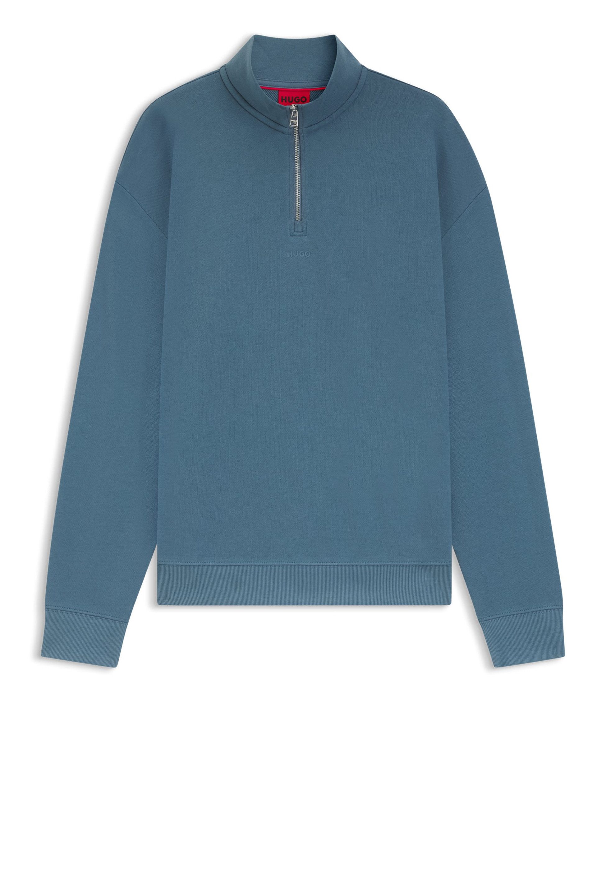 HUGO Sweatshirt Durty mit Reißverschluss am Kragen und Logo (1-tlg)