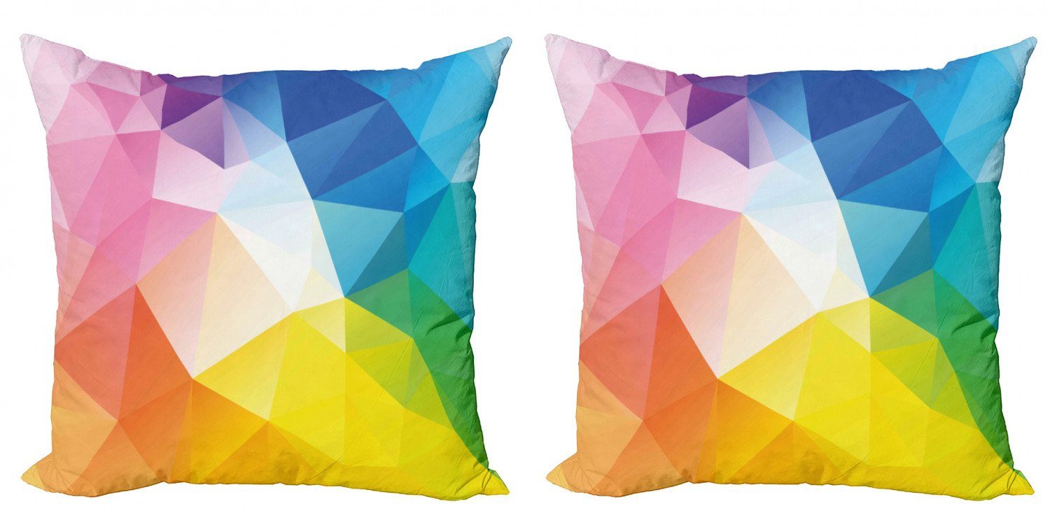 Regenbogen Doppelseitiger Kissenbezüge Farbige Modern (2 Abakuhaus Fractal Stück), Digitaldruck, Accent Linien