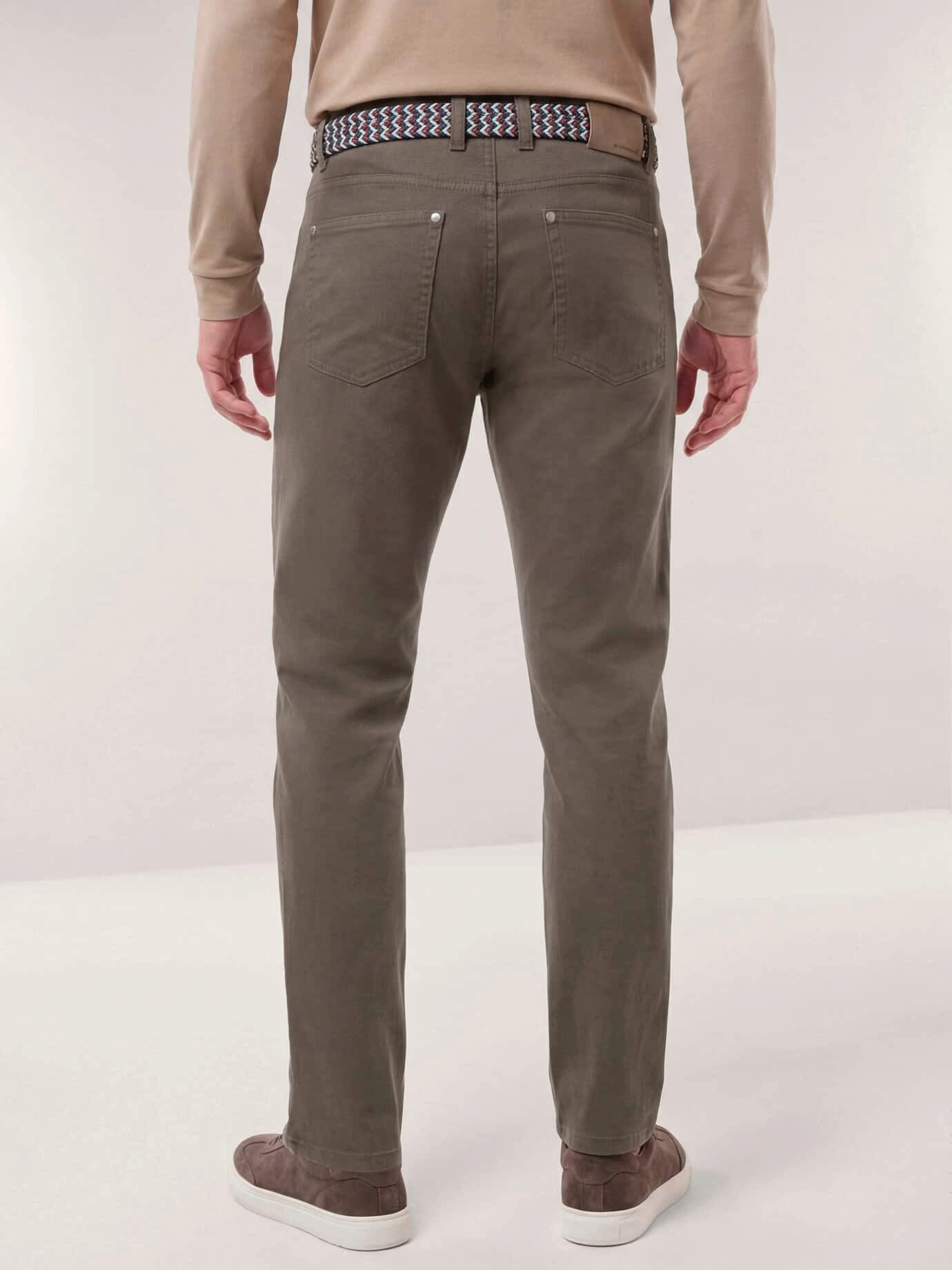 Walbusch 5-Pocket-Hose Herren Extraglatt-Stretchbund Five Pocket Hose bügelfrei Regular Fit Baumwollhose mit dehnbarem Comfort-Bund (bis 6 cm), inkl. Flechtgürtel
