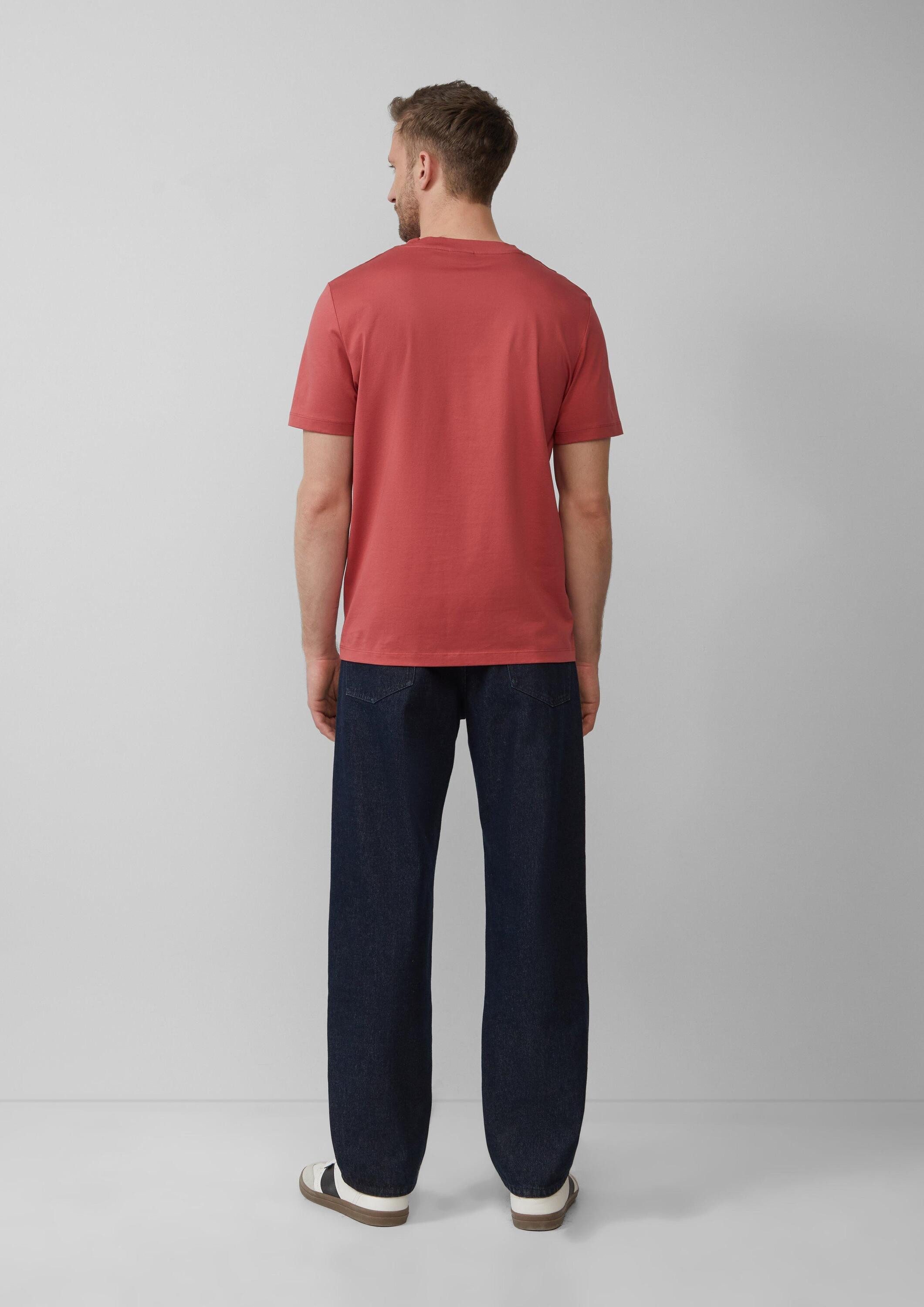s.Oliver Kurzarmshirt T-Shirt T-Shirt mit Crew Neck aus mercerisiertem Baumwolljersey