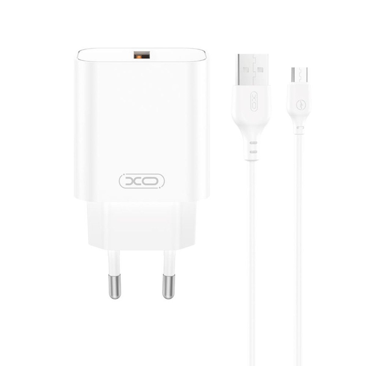 XO CE33 USB-Ladegerät (3000 mA, Ladegerät + Kabel, Ladegerät + Kabel, 18 W QC3.0, USB-A, inkl. USB-C-Kabel, kompakt, reisetauglich)
