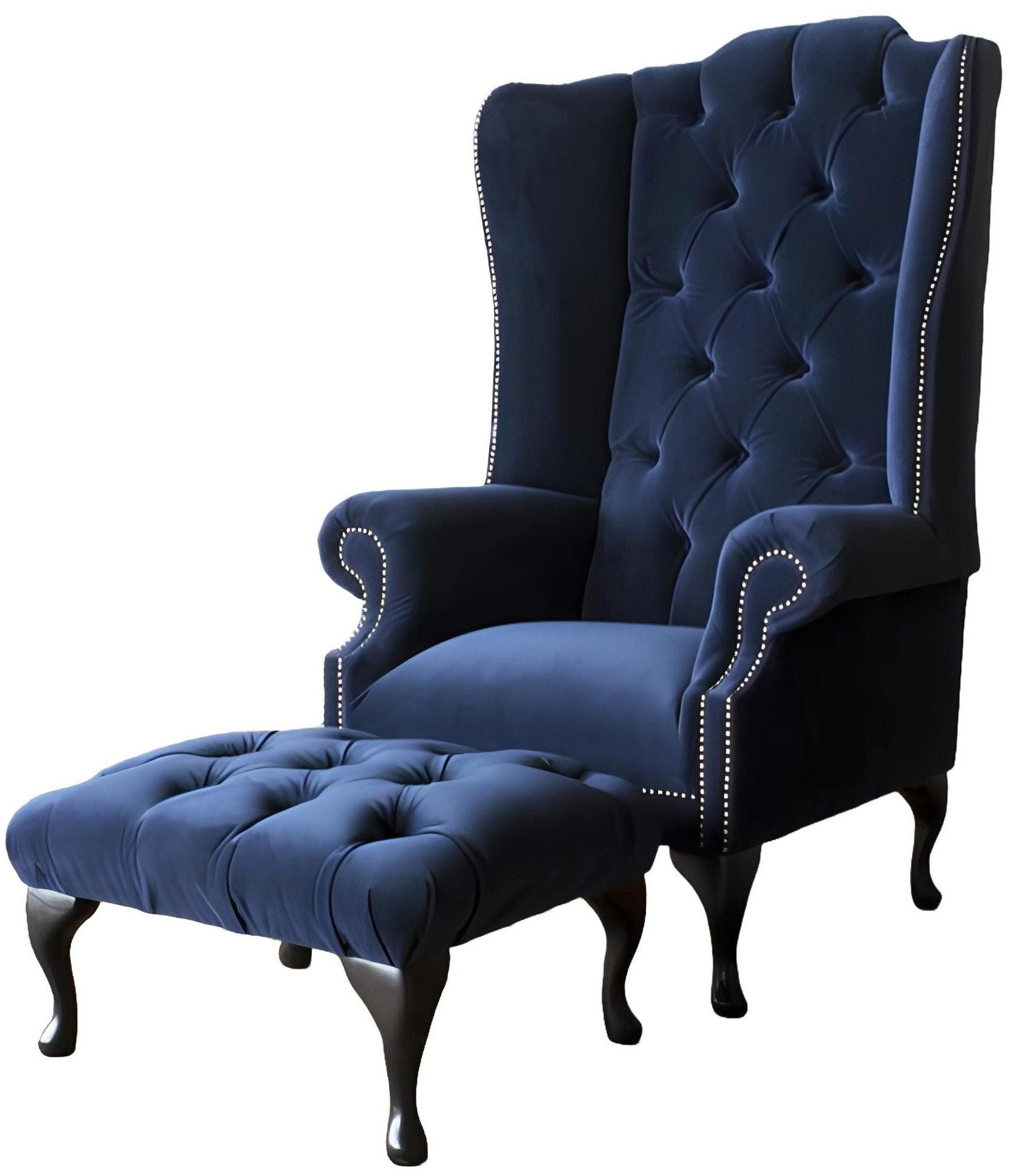 Xlmoebel Ohrensessel Chesterfield Sessel mit Hocker in elegantem Design (Ohrensessel (1 Sitzer) + Hocker), Hergestellt in Europa