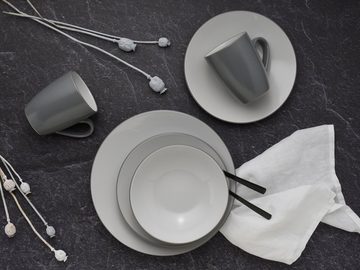 CreaTable Kombiservice Geschirr-Set Cool Grey (16-tlg), 4 Personen, Steinzeug, Service, einzigartige Optik, 16 Teile, für 4 Personen