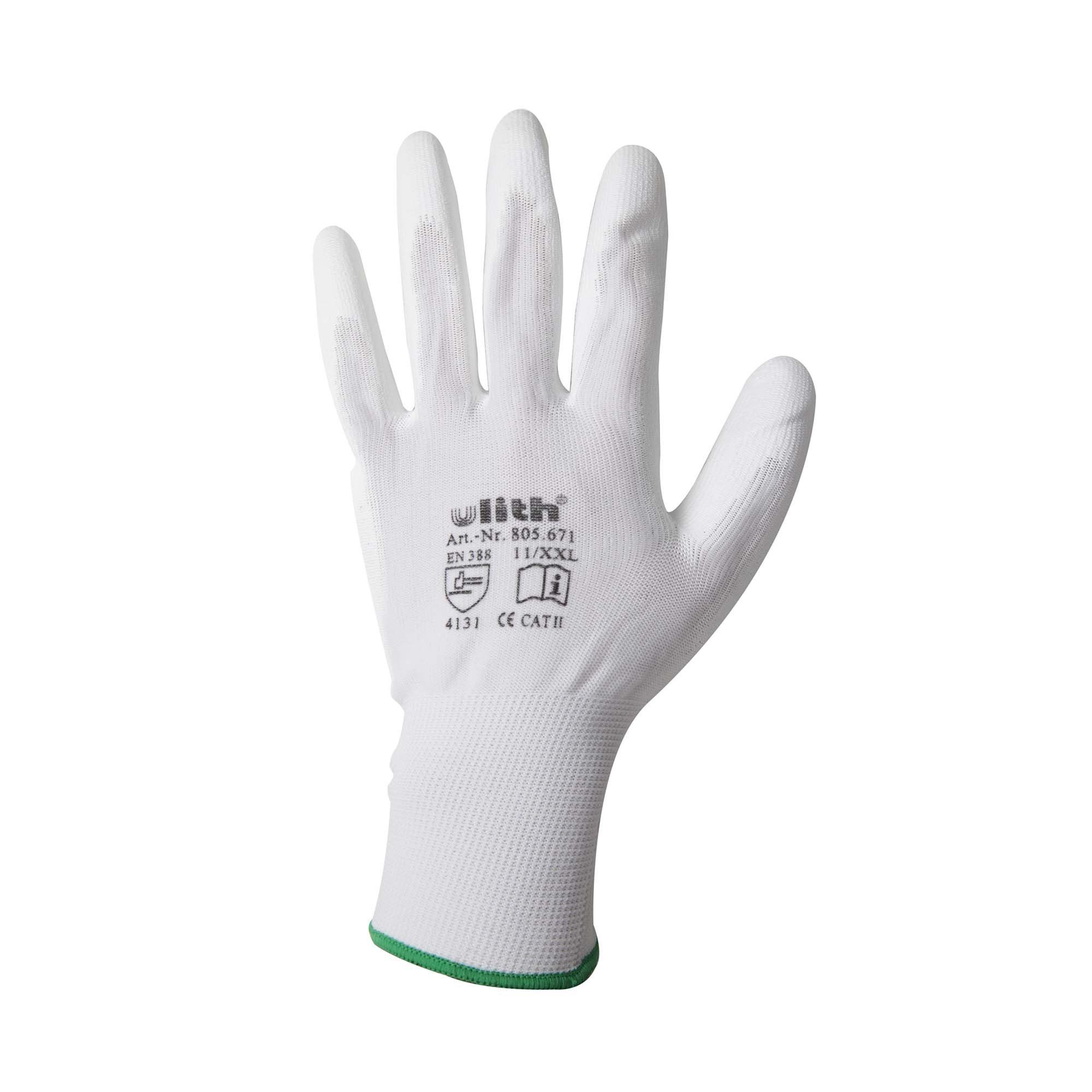 Arbeitshandschuhe Arbeitshandschuhe Handschuhe PU / Nylon Feinstrick weiß Größe 11