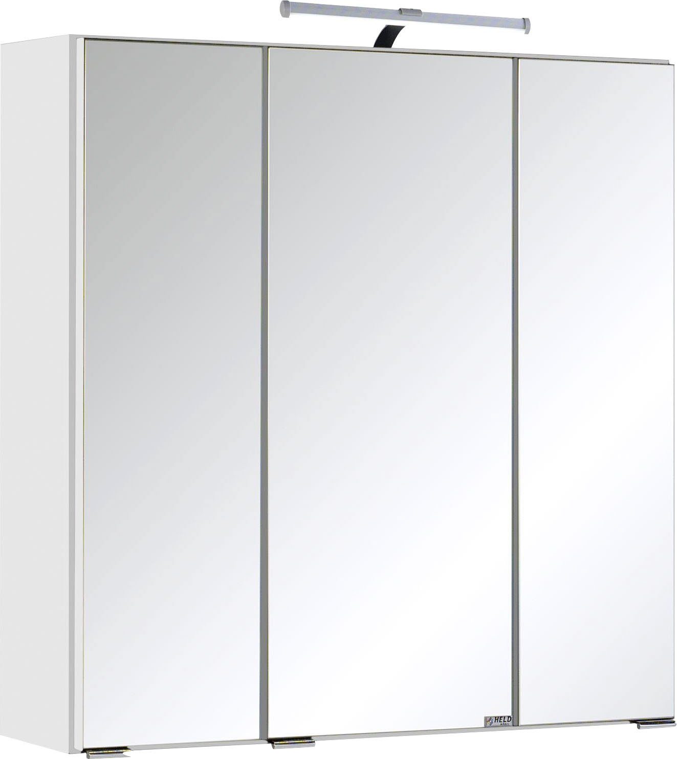 HELD MÖBEL Spiegelschrank Trento, verschiedene Ausführungen und Farben Breite 60 cm, mit 3D-Effekt, Spiegeltüren, Inklusive LED-Beleuchtung weiß | weiß