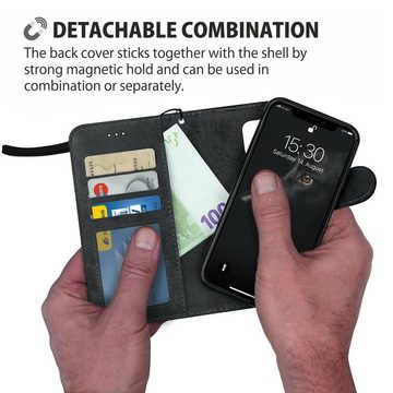 MyGadget Handyhülle Flip Case Handyhülle, für Apple iPhone 12 Pro Max - Magnetische Hülle aus Kunstleder Klapphülle - Kartenfach Schutzhülle in Schwarz