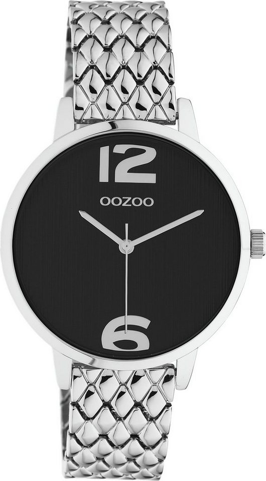 OOZOO Quarzuhr Oozoo Damen Armbanduhr Timepieces, Damenuhr rund, mittel  (ca. 38mm) Edelstahlarmband, Elegant-Style