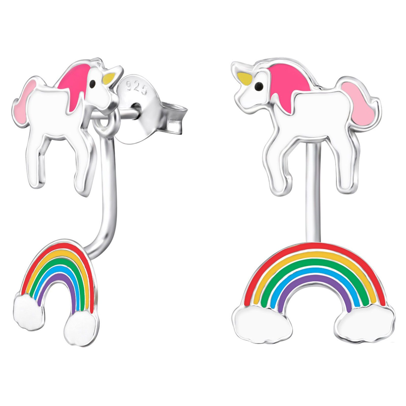 Ohrring-Set Regenbogen-Einhorn Ohrringe aus 925 Silber