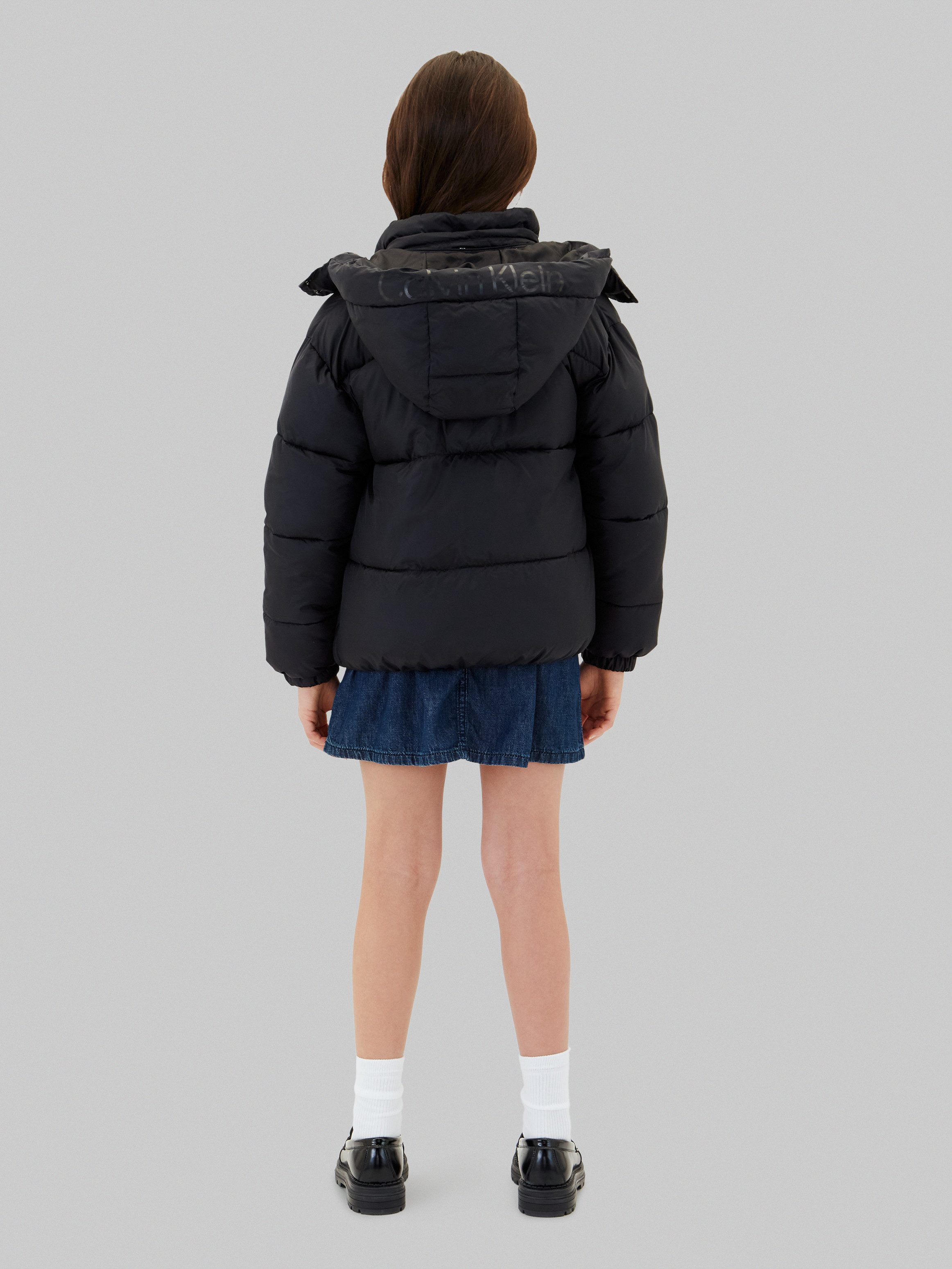 Calvin Klein Jeans Steppjacke abnehmbare Kapuze, Regular Fit, Logostickerei