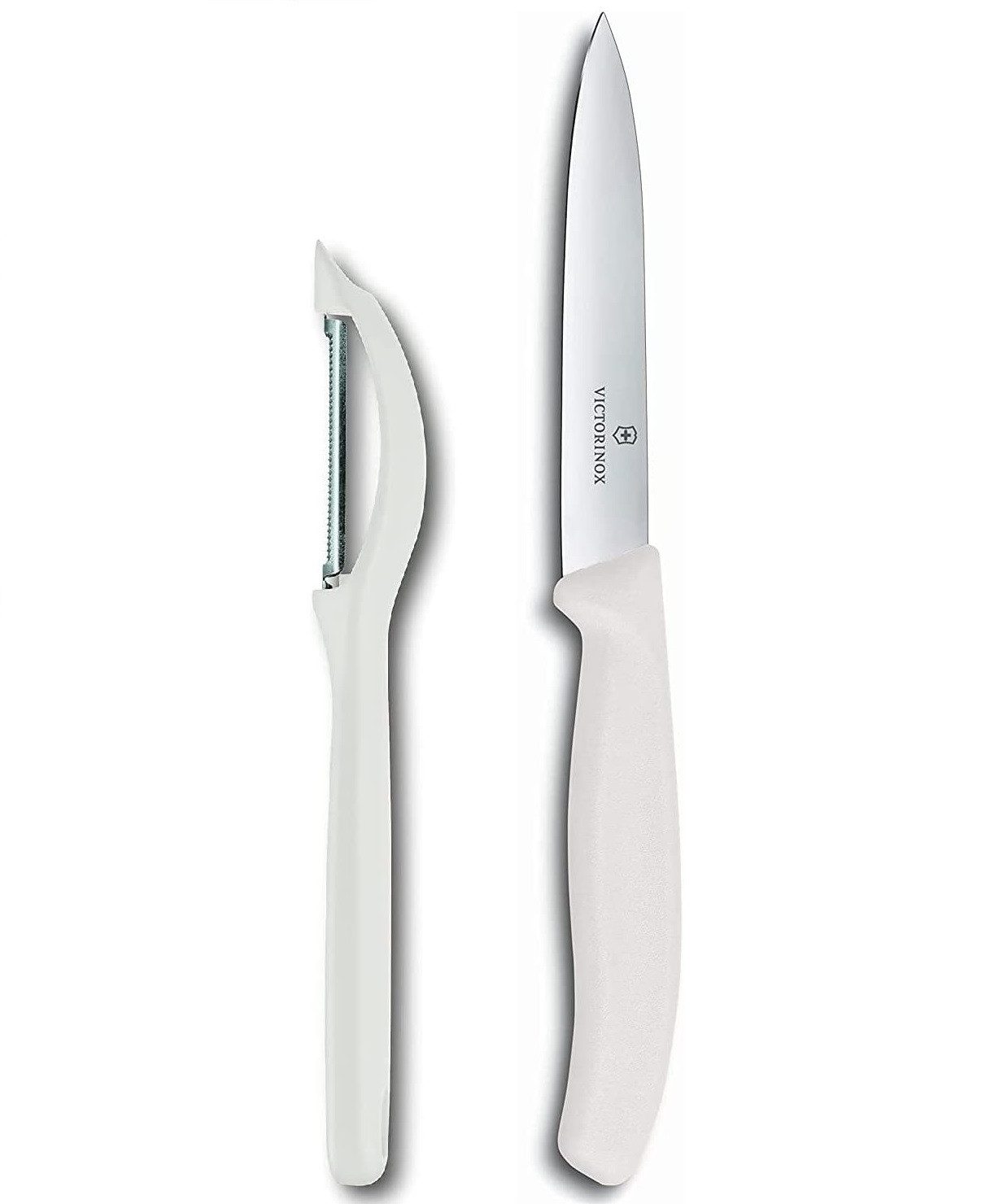 Victorinox Spargelschäler Universalschäler mit Pendelklinge, 2-seitig, extra scharf, Weiß, Zackenschliffklinge, Swiss Made, Limited Edition