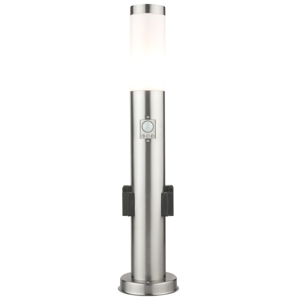 cm LED silber Edelstahl Stehleuchte Strahler Außen Wand Außen-Stehlampe, LED Wege etc-shop Sockel - Garten Lampen Terrassen 60