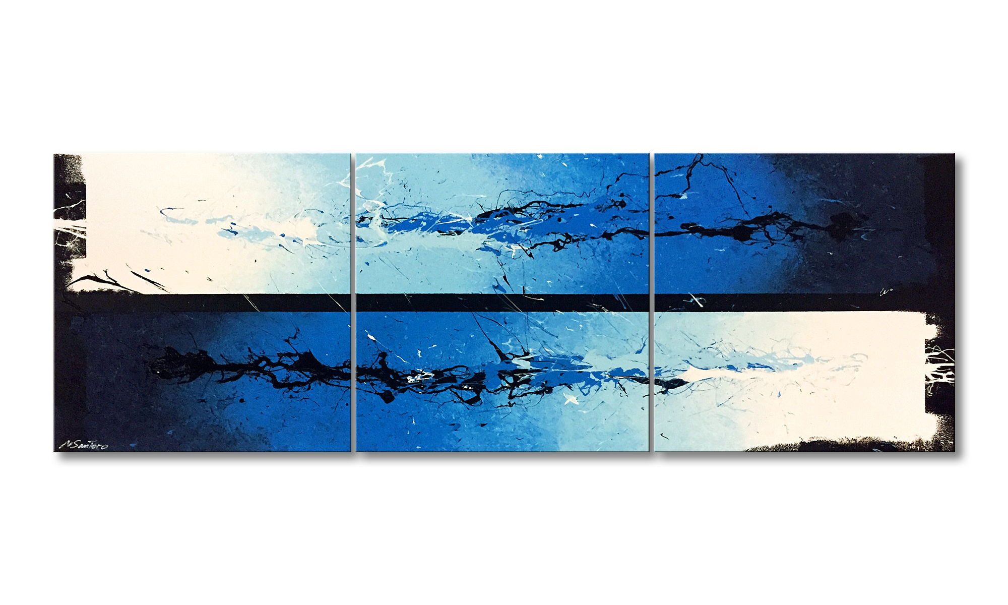 WandbilderXXL XXL-Wandbild Waves 210 x 70 cm, Abstraktes Gemälde, handgemaltes Unikat