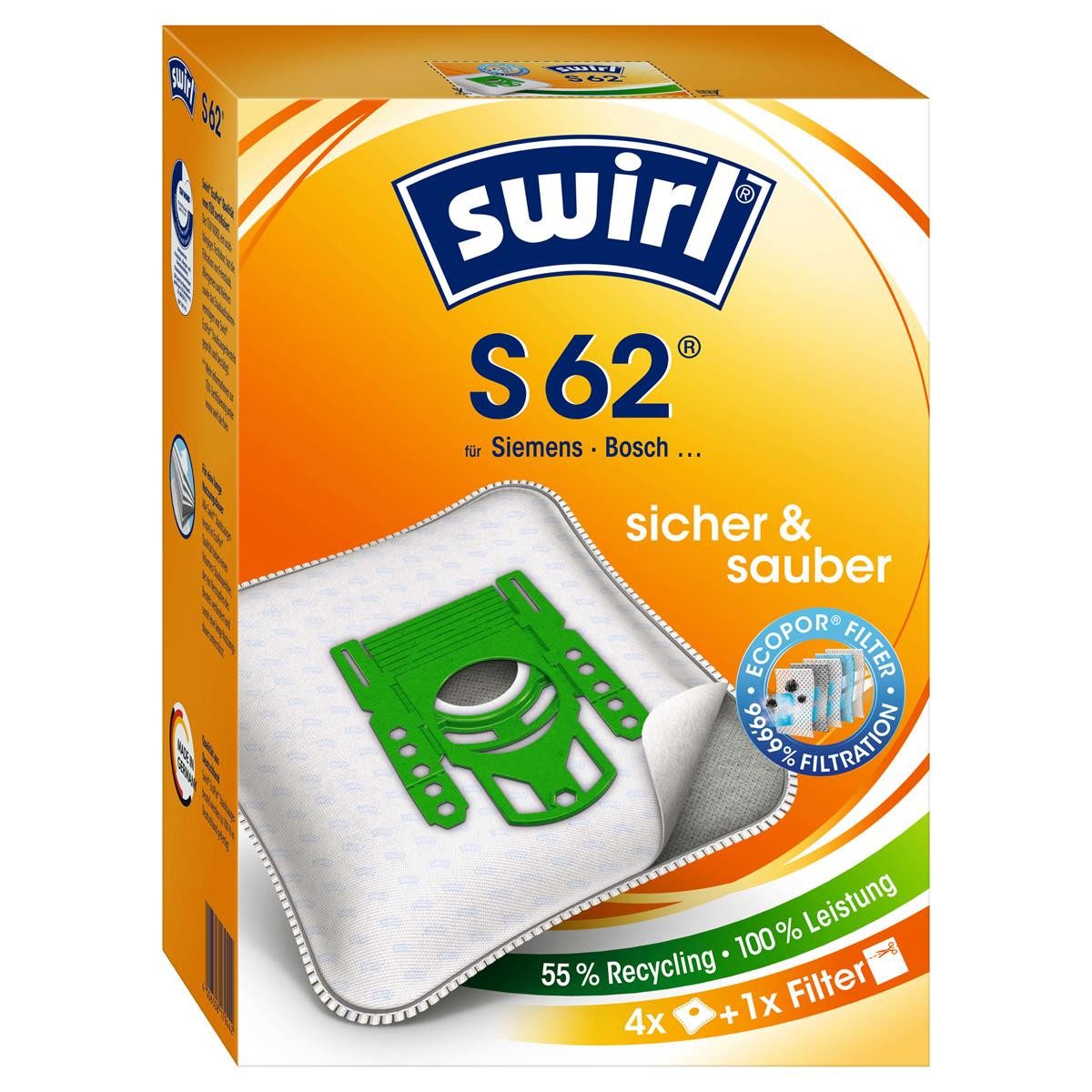 Swirl Staubsaugerbeutel Swirl S 62 MP Plus AirSpace Staubsaugerbeutel Staubbeutel Microvlies
