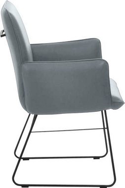 K+W Komfort & Wohnen Armlehnstuhl (1 St), Drahtkufengestell in Metall schwarz, Griff am Rücken, Steppung im Sitz