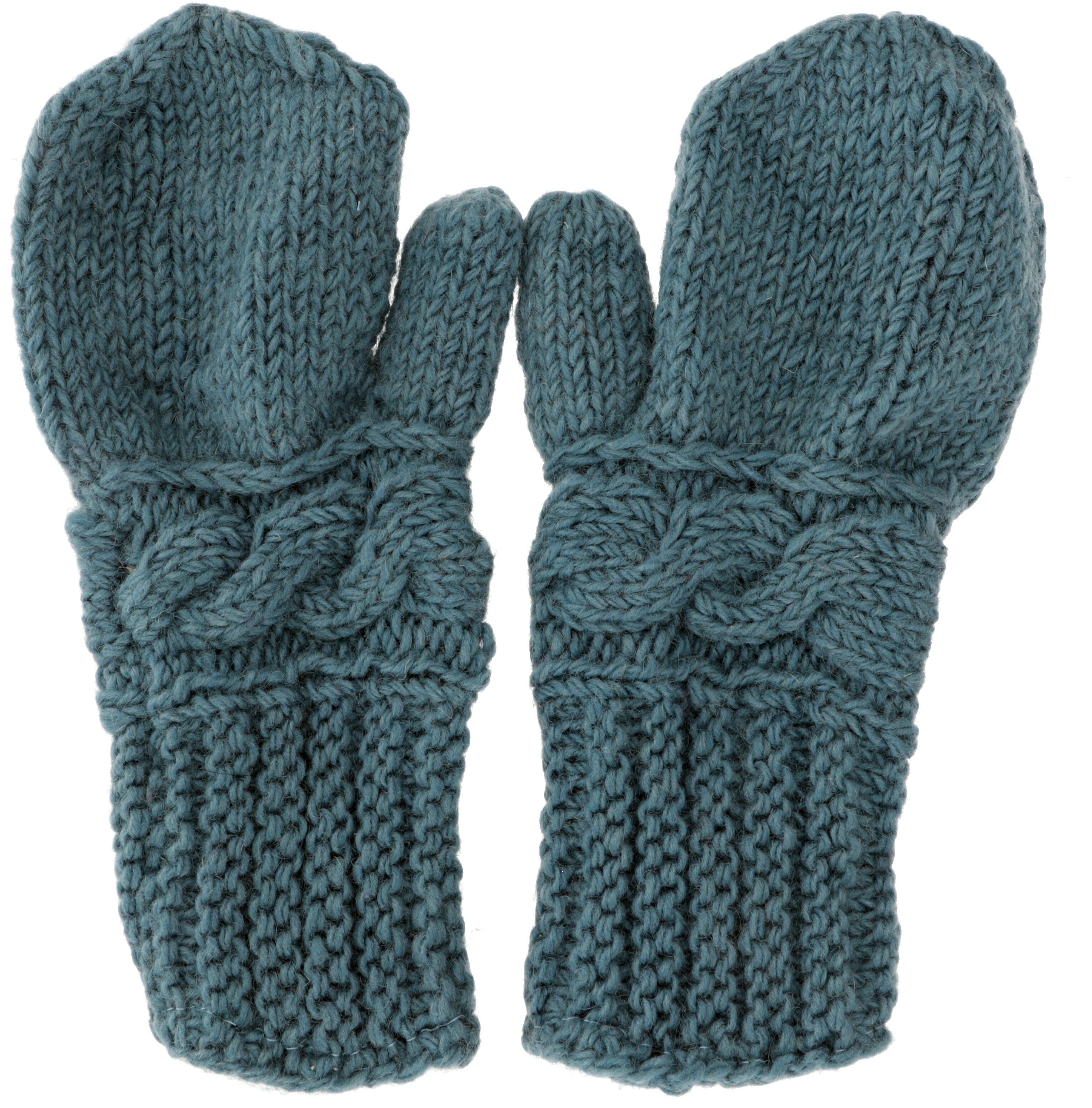handgestrickte.. Handschuhe Wolle, Fauster, aus Guru-Shop Strickhandschuhe türkisblau
