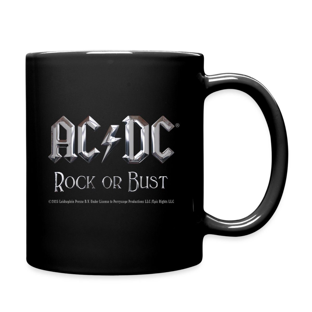 Spreadshirt Tasse AC/DC Logo In Silber Rock Or Bust Album Tasse Einfarbig, Keramik