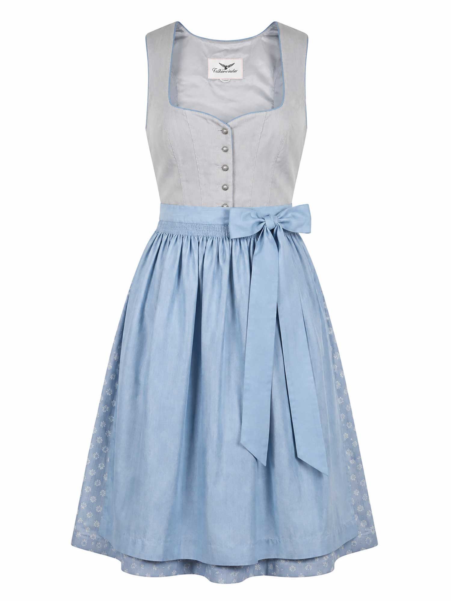 Falkenrieder Dirndl Damen Midi Trachtenkleid inkl. Trachtenrock mit praktischer Rocktasche (Das Set enthält Oberteil, Schürze und Rock) Dirndlkleid mit 60cm Dirndlschürze - Für dein Oktoberfest Damen Outfit