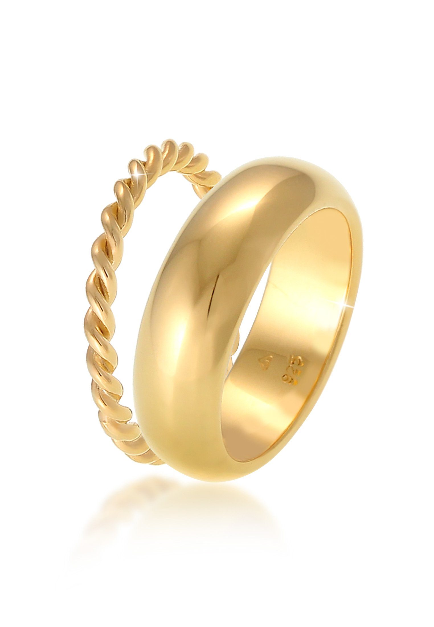 Elli Premium Ring-Set Bandring Twisted Gedreht 2er Set Basic 925 Silber, Ring Set