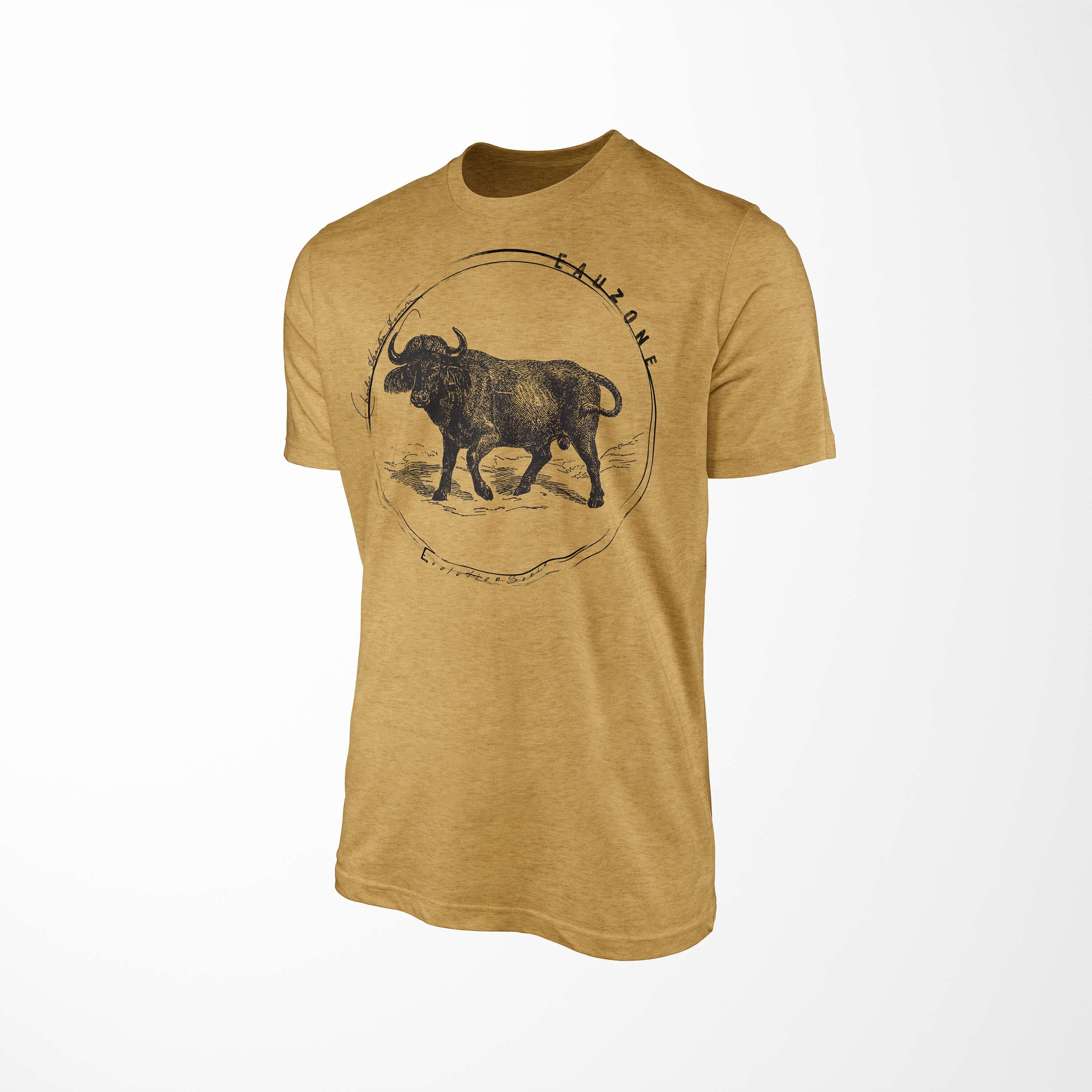 Sinus Art T-Shirt Evolution Herren Gold Büffel T-Shirt Antique