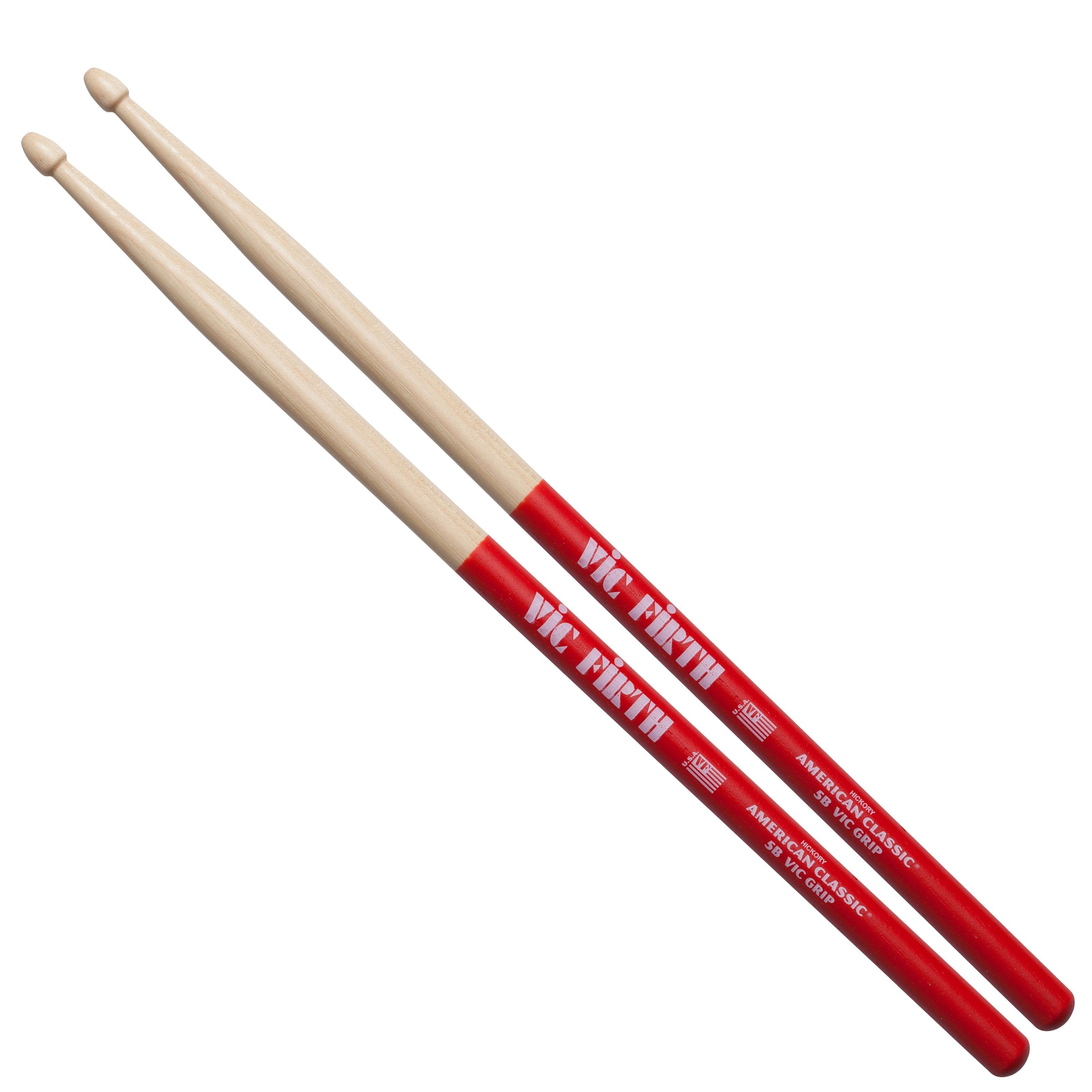 Vic-Firth Drumsticks (Vic Grip Sticks 5BVG American Classic Wood Tip, Sticks, Beater und Mallets, Drumsticks Holztip), Vic Grip Sticks 5BVG, American Classic, Wood Tip - Drumsticks