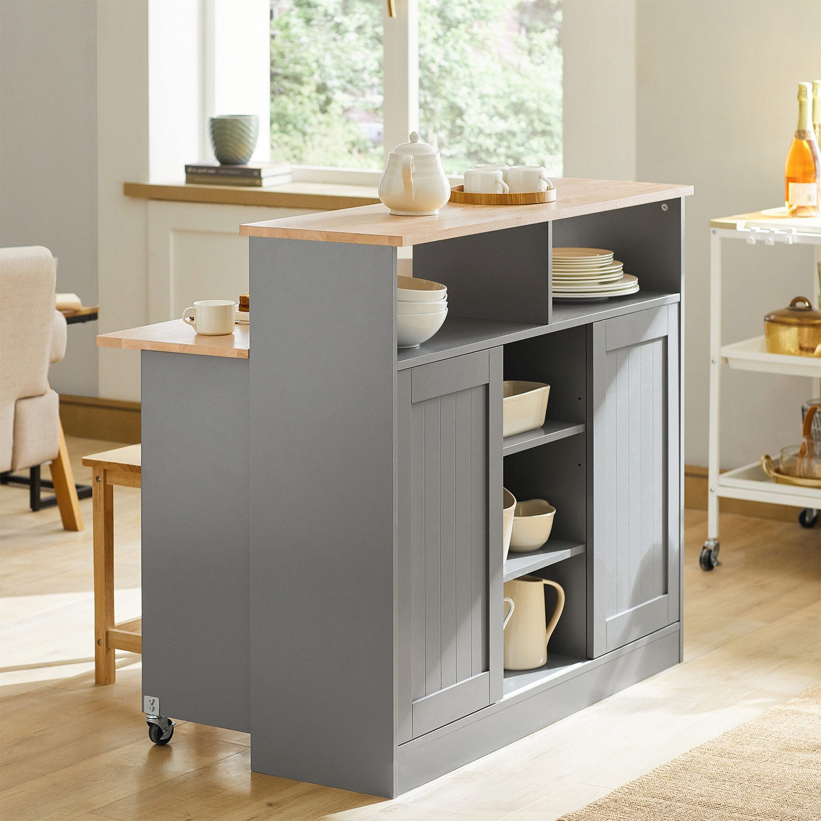 SoBuy Sideboard Kücheninsel mit Arbeitsfläche Küchenschrank Kommode FSB36-H günstig online kaufen