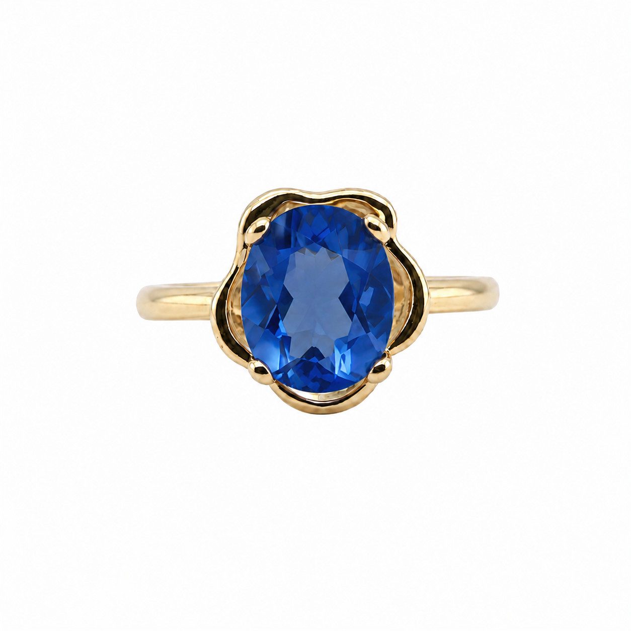 Sogni d'oro Fingerring mit tansanitfarbenem Fluorit, Gelbgold 585