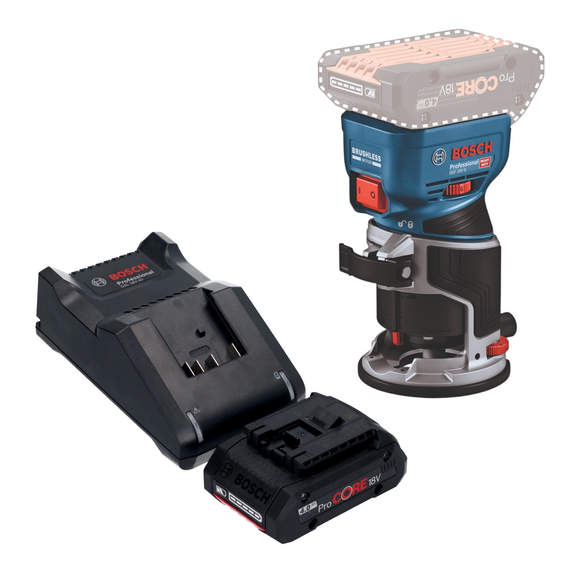 Bosch Professional Oberfräse GKF 18V-8 Professional Akku Kantenfräse 18 V 8,0 mm Brushless