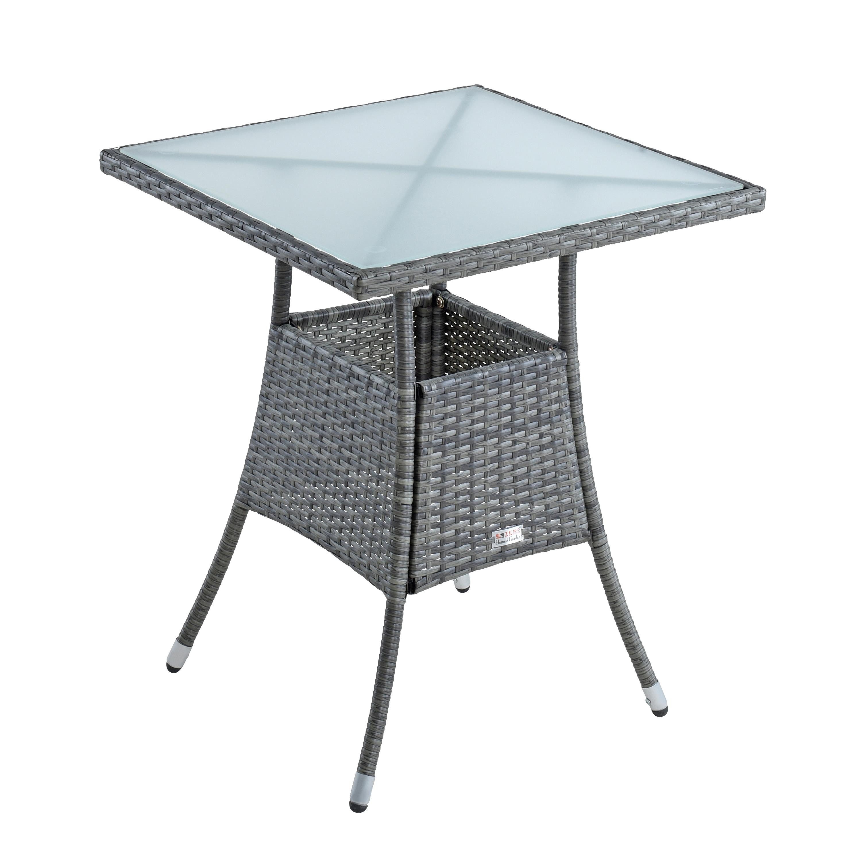 ESTEXO Gartentisch Polyrattan Beistelltisch Balkontisch 57 cm Rattan Tisch Anthrazit