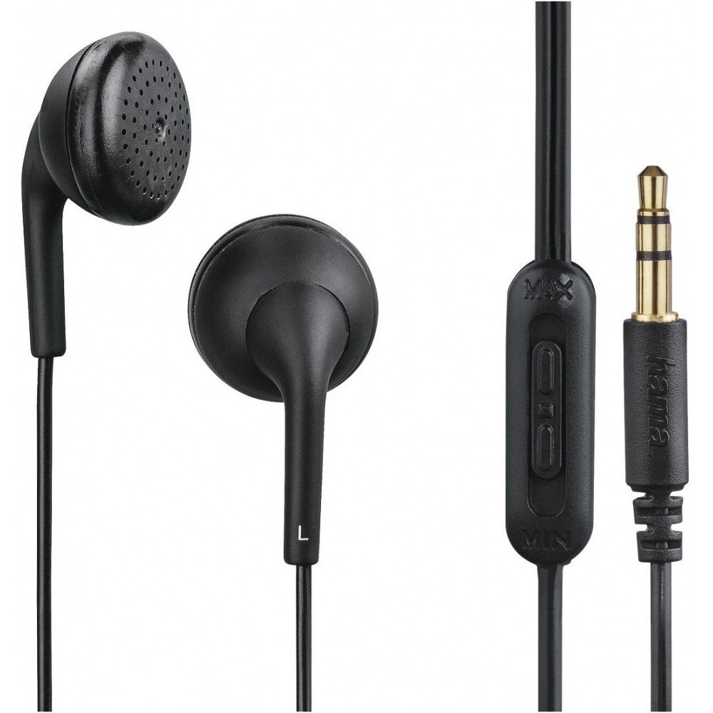Hama Hama Tubby In-Ear-Kopfhörer schwarz mit Kabel. In-Ear-Kopfhörer (Perfekte Passform, Stilvolles schwarzes Design)