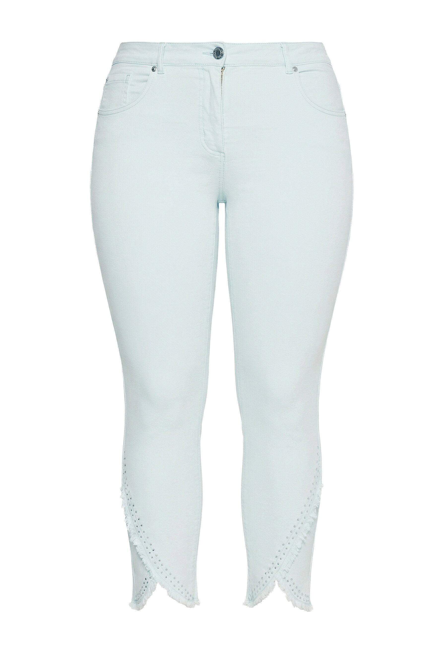 MIAMODA Funktionshose 7/8 Jeans Skinny Fit 5-Pocket Fransensaum