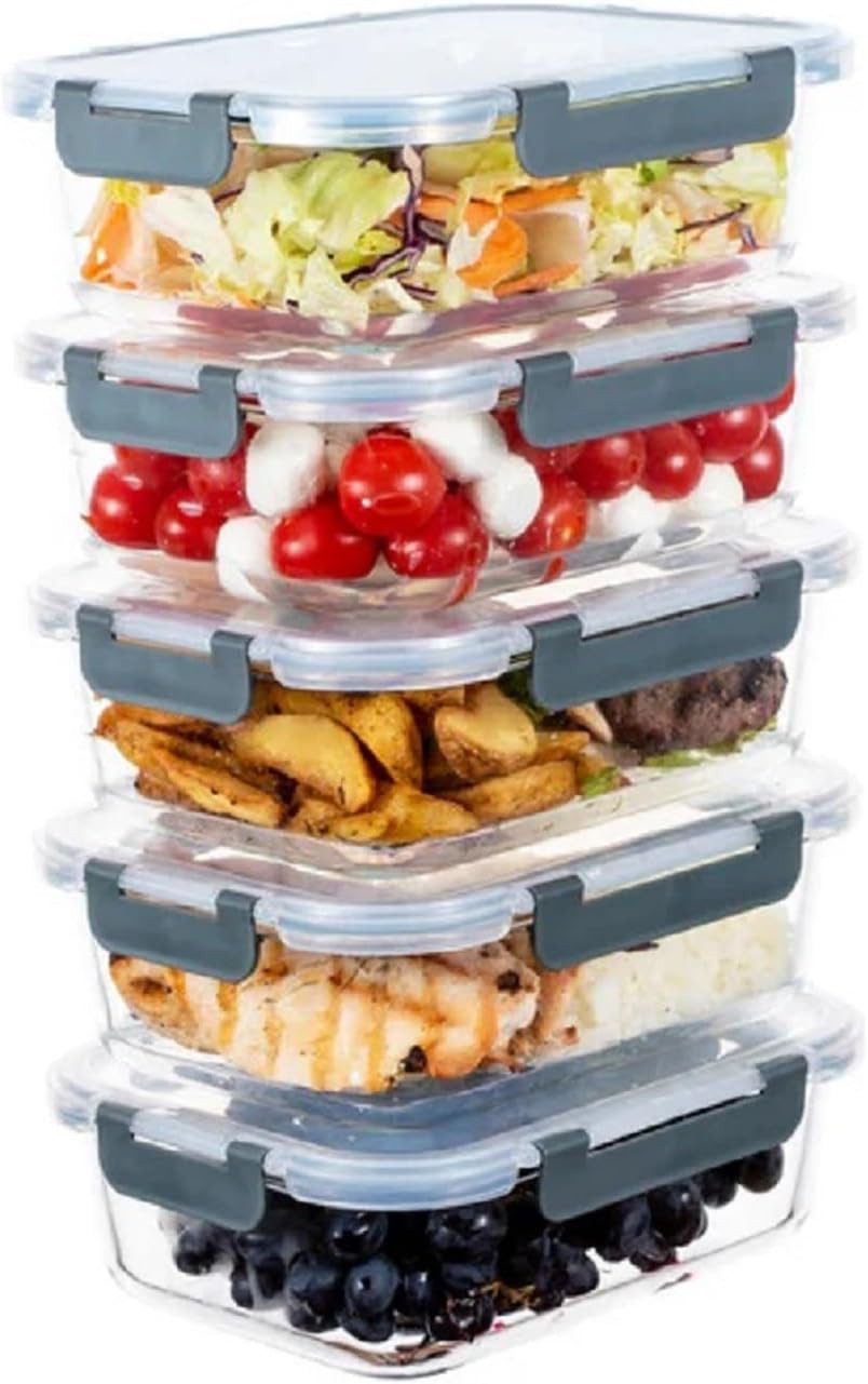 Visario Frischhaltedose Glasdosen 5er Set 1040 ml pro Behälter