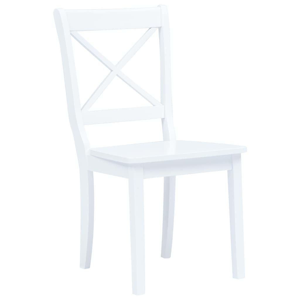 Stuhl Weiß Esszimmerstühle 2 Gummiholz Massiv Stk vidaXL