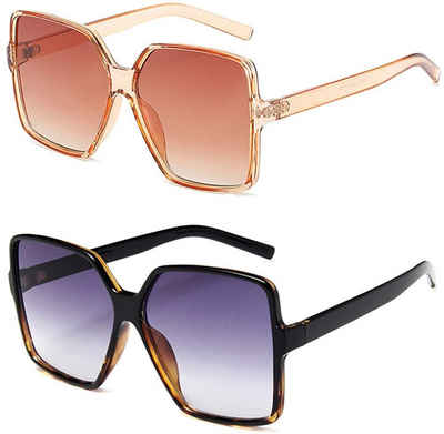 BEARSU Sonnenbrille »Übergroße quadratische Sonnenbrille für Damen Big Large« (2-St)