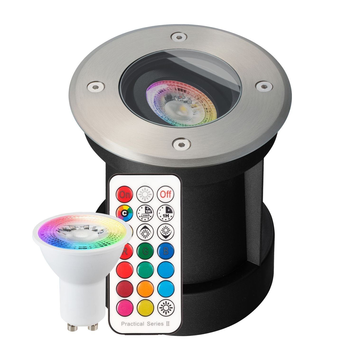 Warmweiss - RGB Fernbedienung Einbaustrahler Set Bodeneinbaustrahler RGB LEDANDO LED LED - + mit
