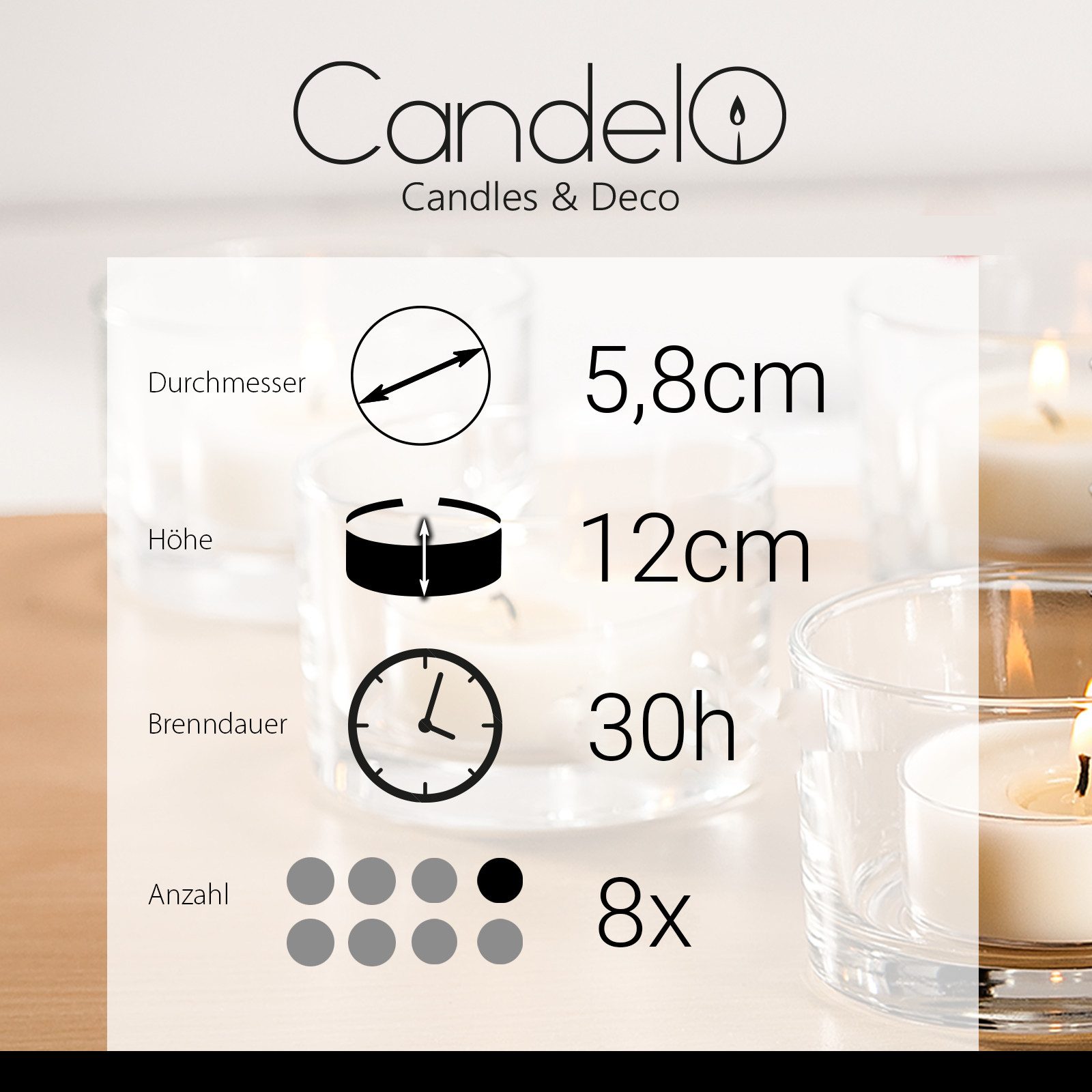 Candelo Stumpenkerze Adventskerzen 8er Set Schwarz günstig online kaufen