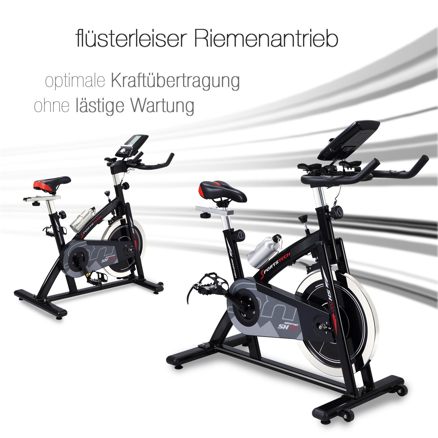 Sportstech Speedbike SX200, Handpulssensor, Riemenantrieb, 22kg Schwungrad